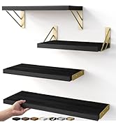 BAYKA Floating Shelves for Bedroom Decor, Wall Shelves for Storage, Wall Mounted Rustic Wood Floa...
