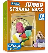 HIBAG 25 Gallon Jumbo Storage Bags, 35” x 24” Resealable Ziplock Clear Bags with Handle, Extra La...