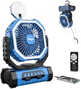 lollyes Outdoor Camping Fan with Light, 20000mAh Battery Powered, Rechargeable Portable Fan with ...