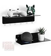 OAPRIRE Black Acrylic Floating Shelves Set of 2 - Damage Free Expand Wall Space - 12 Inch Wall Sh...