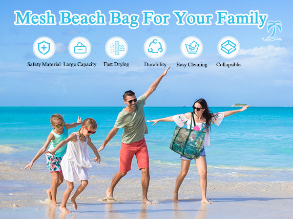 large capacity mesh beach bag