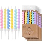 BEAN LIEVE 24-Count Birthday Candles - Rainbow Birthday Candle with Holders Colorful Spiral Long ...