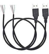 ELNONE 2Pcs Short USB 2.0 Pigtail 4 Wire - 0.5M/1.6FT 5V/2A USB A Male 4 Pin Bare Wire Power and ...