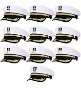 TENDYCOCO 10PCS Captain Yacht Hat Yacht Party Hats Embroidered Sailor Captain Cap 8.9 x 6 x 3.5in