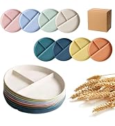 Delphinus 8 Packs 9 Inch Divided Plates For Adults, Unbreakable Portion Control Plate Sectioned W...