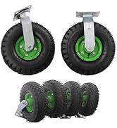 Pneumatic Caster Wheels, 8in Set of 4 (2 Swivel, 2 Rigid), 275.58lbs Capacity Rubber Wheels, Heav...