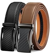 KEMISANT Mens Ratchet Belt 2 Units,Sliding Belt For Gift Mens Dress Casual 1 3/8",Size Adjustable