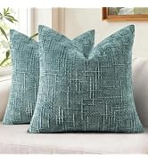 Pallene Chenille Throw Pillow Covers 18x18 Set of 2 Textured Soft Cozy Thick Slubby Decorative Pi...