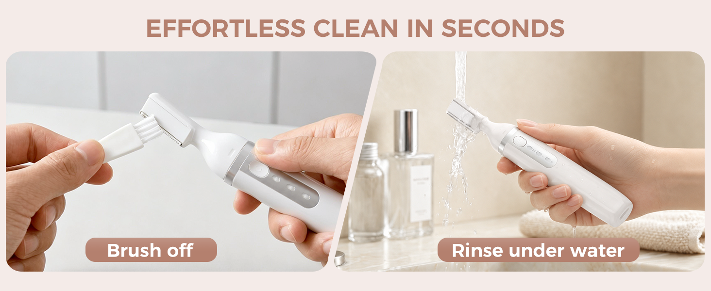 EFFORTLESS CLEAN IN SECONDS Brush off Rinse under water