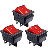 mxuteuk 3pcs AC110V/120V Rocker Switch DPST ON-Off 4 Pin Red Light Illuminated Snap-in Toggle Pow...