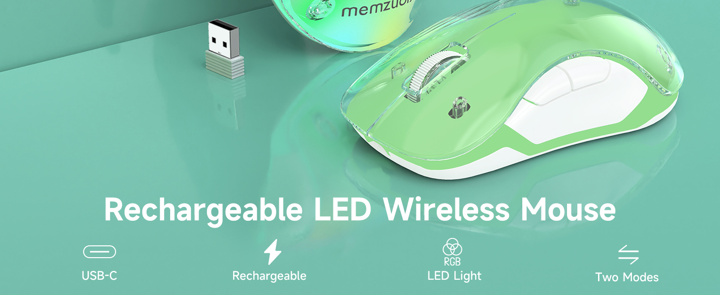 wireless mouse/rechargeable mouse/RGB wireless mouse green