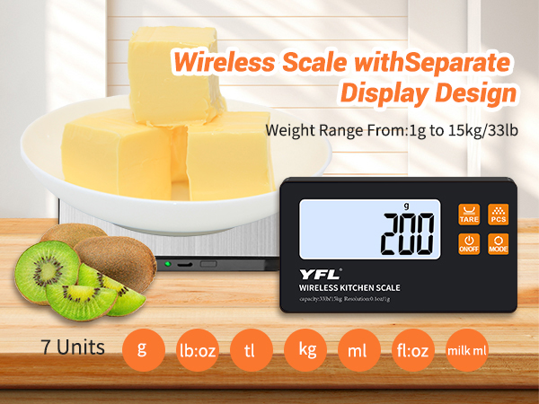 Wireless Kitchen Scale with Remote Display
