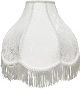 TOOTOO STAR Scalloped Fringe lampshade, 6"x16"x11"(Spider) Medium-sized white fan-shaped jacquard...