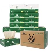 QingYa Premium Bamboo Facial Tissues Box - 12 Boxes, Ultra Soft, Natural Unbleached, Tree-Free & ...