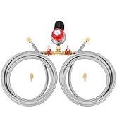 Hicello 0-20 PSI Adjustable Propane Regulator with Hose, 8FT Y Splitter Double Braided Hose with ...