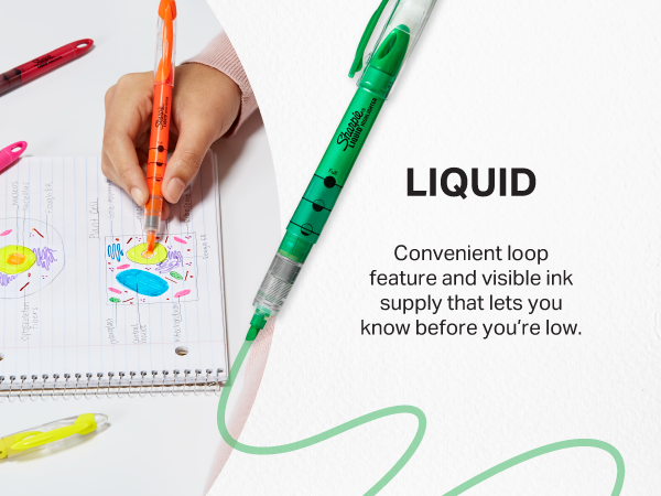 sharpie liquid highlighter convenient loop visible ink supply orange green know run out school home