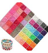 YMSDZHL 8000pcs Clay Bead for Bracelet Making Kit, 48 Colors Spacer Heishi Beads Flat Round Polym...