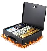 Fireproof Document Box with Key Lock, FiiMan Fire Resistant Safe Box for Home, Portable Metal Loc...
