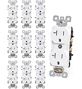 AIDA Electrical Duplex Receptacle Outlet, Commercial, 20Amp 125V, TR Outlets, 3-Wire, Self-Ground...
