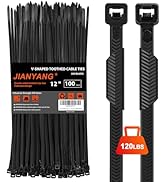 Zip Ties Heavy Duty 12 inch,V-Shaped Toothed Double Sided With 120 LBS Tensile Strength Cable Tie...