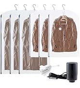 TAILI Hanging Vacuum Sealer Suction Space Saver Storage Bags for Clothes Travel with Electric Air...