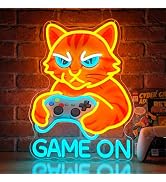 Astuddy Game On Cat Neon Sign,Neon Signs for Wall Decor,LED Gamer Cat Neon Light for Gaming Room,...