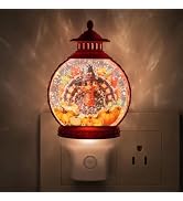 Niqelva Thanksgiving Turkey Water Globe Night Light, Plug-in Fall Decor | Moving silver glitter a...