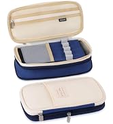 iSuperb Foldable Pencil Case Zipper Big Capacity Aesthetic Canvas Pencil Pouch Compartments Stati...