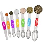 Magnetic Measuring Spoons Set - Wildone Stainless Steel Double Sided Measuring Spoons Set of 7, f...