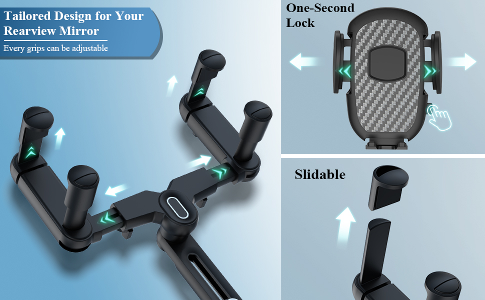This rotatable and retractable car phone holder is made of high quality ABS and nano-PU material