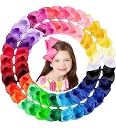 Oaoleer 30 Colors 6 Inch Hair Bows Clips Grosgrain Ribbon Bows Hair Alligator Clips Hair Barrette...