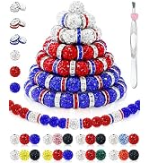 180PCS FIVEIZERO 10mm Rhinestone Beads for Jewelry Making – Sparkly Round Crystal Clay Beads & Sp...