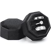 WantGor Velvet Ring Box, 3 Slots Jewelry Ring Gift Box Vintage Ring Display Holder Case for Weddi...