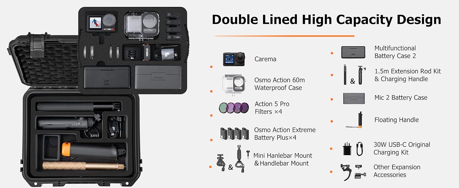 Osmo Action 5 Pro Hard waterproof Case tavel Bag for dji action 5 4 3 accessories 2