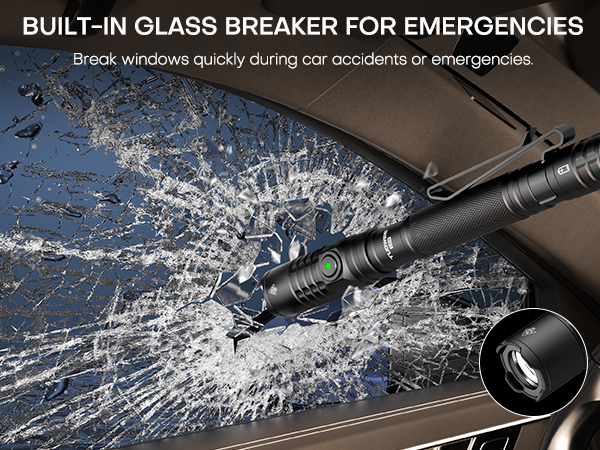 EMERGENCIES BUILT-IN GLASS BREAKER FOR