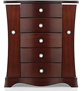 RR ROUND RICH DESIGN Jewelry Box - Made of Solid Wood with Tower Style 4 Drawers Organizer and 2 ...