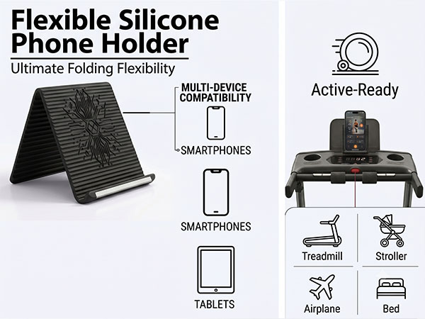 Treadmill Foldable Silicone Aluminum Phone Stand