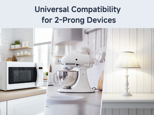 2-Pack 16 AWG 2 Prong Extension Cord 6 ft, 13A 3-Outlet Extension Cords with Tamper Guard, 13 Amp