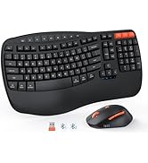 MEETION Wave Ergonomic Keyboard and Mouse Wireless, USB/Bluetooth Wave Ergo Keyboard with Wrist R...