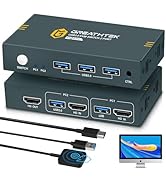 USB3.0 HDMI KVM Switch 2 Computers 1 Monitor,4K@60HZ 2 Port Monitor Switcher Sharing Keyboard&Mou...