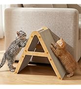 Conlun Cat Scratcher Cardboard with Wood Frame, 3-in-1 Vertical & Horizontal Scratching Pad, Reve...