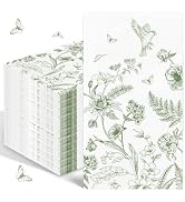 100PCS Green Floral Napkins Disposable Hand Towels for Bathroom 3 Ply Greenery Paper Napkins Vint...