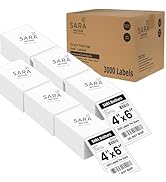 SARA Brothers 4x6 Direct Thermal Shipping Labels (Pack of 3000 Labels / 6 Fanfold Stacks), Commer...