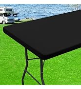 homing 6 Foot Rectangle Elastic Fitted Tablecloth, Waterproof Fabric Table Cover, Washable Polyes...