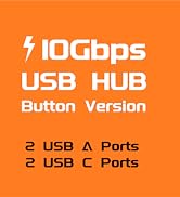 Qeefun 4-Port USB 3.2 Hub with 2 USB-C and 2 USB-A Ports, Individual LED Power Switches,10Gbps Da...