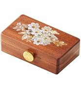 KAOTGOT Travel Jewelry Case Small Wood Jewelry Organizer Jewelry Box for Women (Nut-Brown Print B)