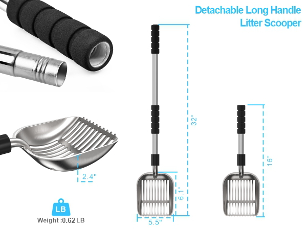 Detachable Long Handle Litter Scooper