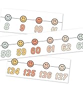 Whaline 32 Pcs Boho Number Line Bulletin Board Colorful Smile Face Number Line Boarder Strips Mat...