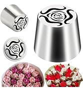 Hendiy Russian Piping Tips, Large Icing Piping Tips Stainless Steel Flower Frosting Nozzles for D...