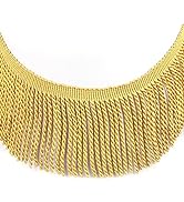 Fenghuangwu 5 Yard Curtain Fringes Bullion Fringe Trim Rayon Fabric Tassel 4inch Wide and Embelli...